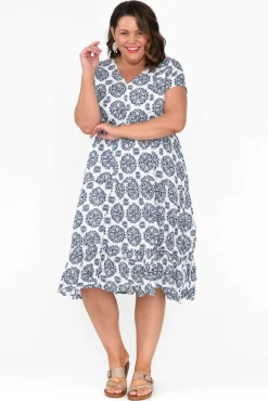 Cotton Dresses<Namastai Carmen Navy Fiesta Crinkle Cotton Dress