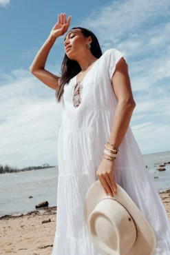 Cotton Dresses<Namastai Carmen White Crinkle Cotton Dress