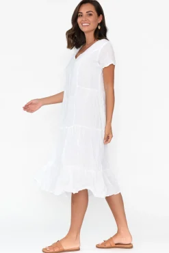 Cotton Dresses<Namastai Carmen White Crinkle Cotton Dress