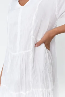 Cotton Dresses<Namastai Carmen White Crinkle Cotton Dress