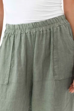 Pants<Donna Donna Carmichael Khaki Linen Capri Pant