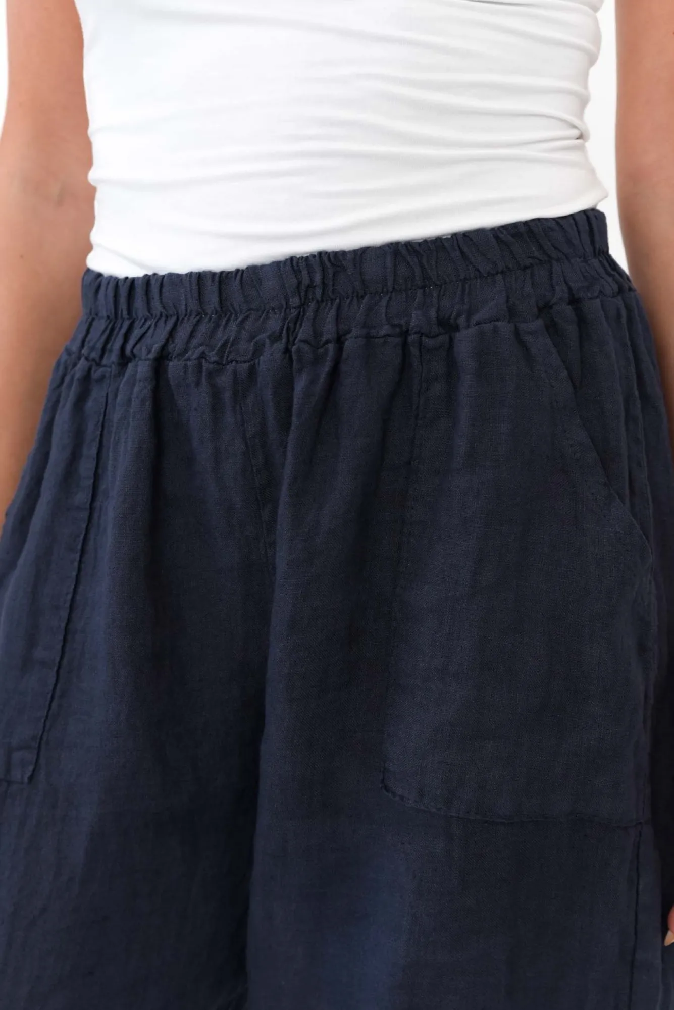 Pants<Donna Donna Carmichael Navy Linen Capri Pant