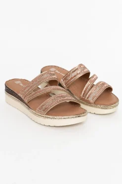 Slides<Bay Lane Carnival Rose Gold Platform Slide