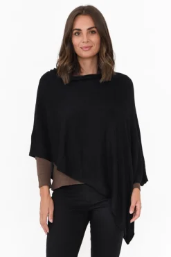 Ponchos<Lou Lou Carrie Black Cashmere Bamboo Poncho