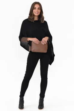 Ponchos<Lou Lou Carrie Black Cashmere Bamboo Poncho