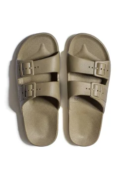 Slides<Freedom Moses Carter Khaki Vegan Slides