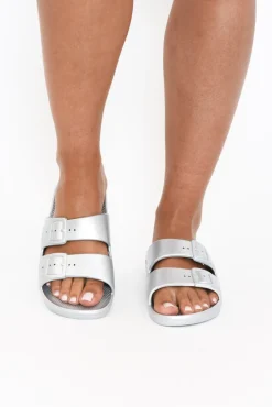 Slides<Freedom Moses Carter Silver Vegan Slides