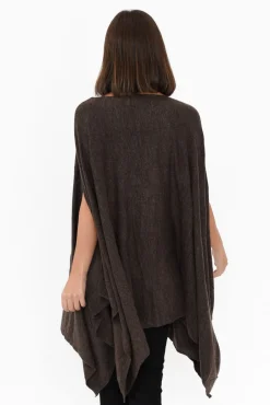 Ponchos<Boho Cassidy Brown Wool Blend Poncho