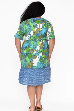 Below Knee Dresses<Mozaic Castaway Green Paisley Cotton Dress