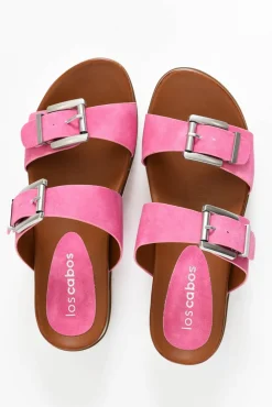 Slides<Los Cabos Cayla Pink Buckle Platform Slide