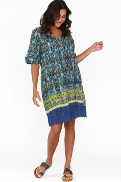 Cotton Dresses<One Summer Cayman Blue Geo Cotton Tunic Dress