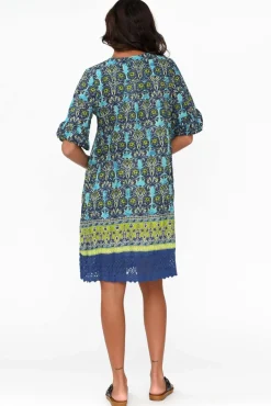 Cotton Dresses<One Summer Cayman Blue Geo Cotton Tunic Dress