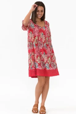 Cotton Dresses<One Summer Cayman Coral Paisley Cotton Tunic Dress