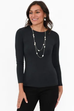Sleeved Tops<Tani Charcoal Marle Micro Modal Long Sleeve Top