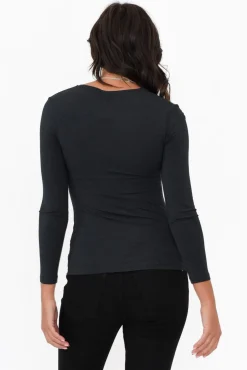 Sleeved Tops<Tani Charcoal Marle Micro Modal Long Sleeve Top