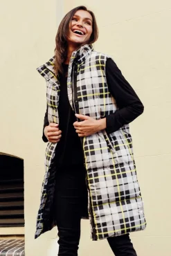 Jackets<Foxwood Check It Black Longline Puffer Vest