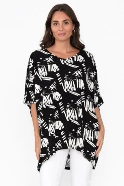 Tunic Tops<Bamboo Whispers Cherie Black Abstract Bamboo Top