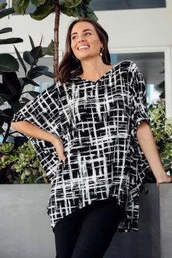 Tunic Tops<Bamboo Whispers Cherie Black Brush Stroke Bamboo Top