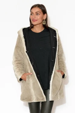 Jackets<Holmes u0026 Fallon Cheyenne Beige Faux Fur Coat