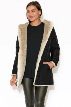 Jackets<Holmes u0026 Fallon Cheyenne Beige Faux Fur Coat