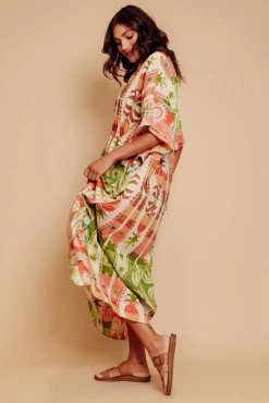 Maxi Dresses<Holiday Chico Tropical Cotton Drawstring Kaftan