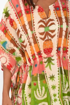 Maxi Dresses<Holiday Chico Tropical Cotton Drawstring Kaftan