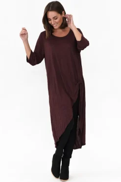 Cotton Tops<Cotton Village Chocolate Crinkle Cotton Asymmetric Tunic