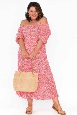 Cotton Tops<Namastai Christina Red Flower Crinkle Cotton Top