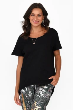 Cotton Tops<Slate the Label Cindi Black Cotton Blend Tee