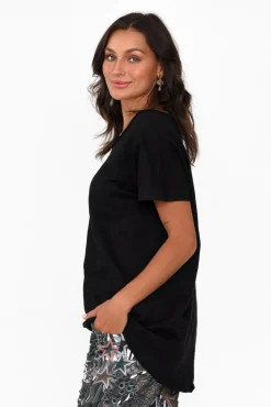 Cotton Tops<Slate the Label Cindi Black Cotton Blend Tee