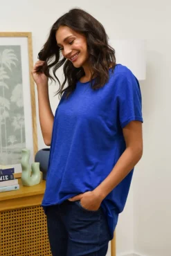 Cotton Tops<Slate the Label Cindi Cobalt Cotton Blend Tee