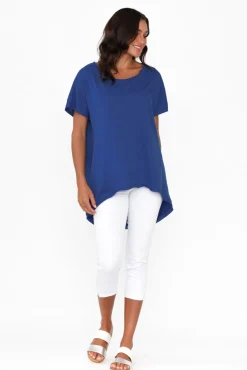 Cotton Tops<Slate the Label Cindi Cobalt Cotton Blend Tee