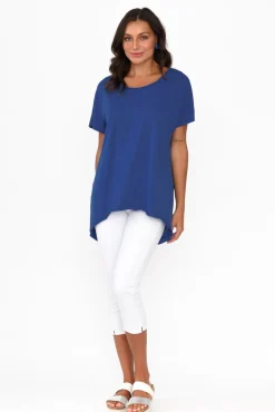Cotton Tops<Slate the Label Cindi Cobalt Cotton Blend Tee