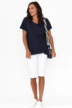Cotton Tops<Slate the Label Cindi Navy Cotton Blend Tee