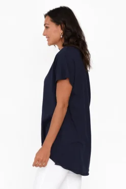 Cotton Tops<Slate the Label Cindi Navy Cotton Blend Tee