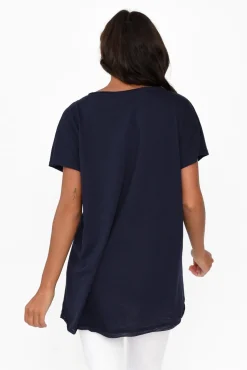 Cotton Tops<Slate the Label Cindi Navy Cotton Blend Tee