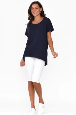 Cotton Tops<Slate the Label Cindi Navy Cotton Blend Tee
