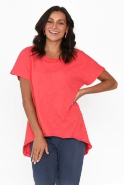 Cotton Tops<Slate the Label Cindi Red Cotton Blend Tee