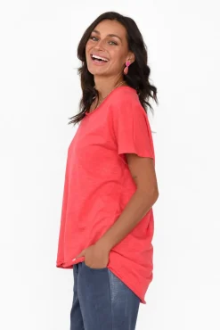 Cotton Tops<Slate the Label Cindi Red Cotton Blend Tee