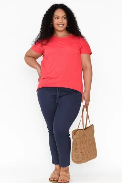 Cotton Tops<Slate the Label Cindi Red Cotton Blend Tee