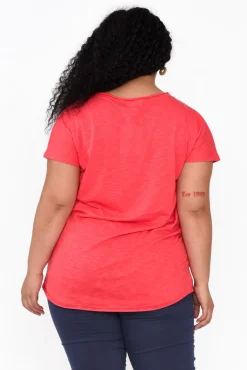Cotton Tops<Slate the Label Cindi Red Cotton Blend Tee