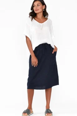 Skirts<Gordon Smith Claire Navy Linen Pocket Midi Skirt