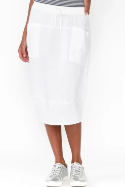 Skirts<Gordon Smith Claire White Linen Pocket Midi Skirt