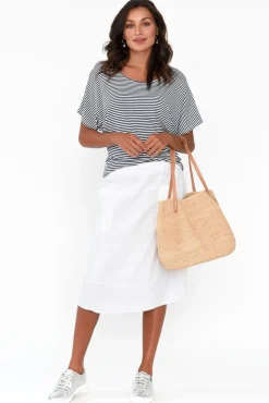 Skirts<Gordon Smith Claire White Linen Pocket Midi Skirt