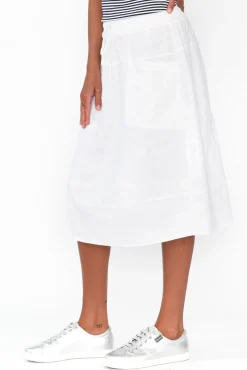 Skirts<Gordon Smith Claire White Linen Pocket Midi Skirt