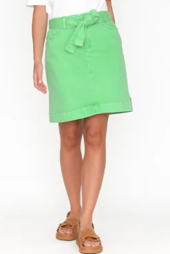 Skirts<Elm Clancy Green Stretch Denim Skirt