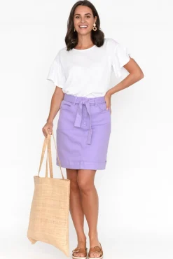 Skirts<Elm Clancy Purple Stretch Denim Skirt