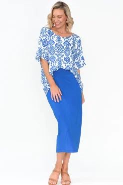 Skirts<Lou Lou Cobalt Bamboo Maxi Tube Skirt