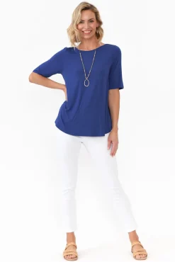 Sleeved Tops<Tani Cobalt Half Sleeve Micro Modal Top