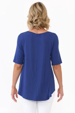 Sleeved Tops<Tani Cobalt Half Sleeve Micro Modal Top
